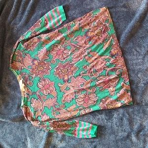 LOFT paisley sheer lightweight sweater 3/4 sleeve